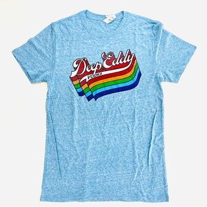 NEW! Deep Eddy Vodka rainbow light BLUE T-Shirt SMALL size unisex